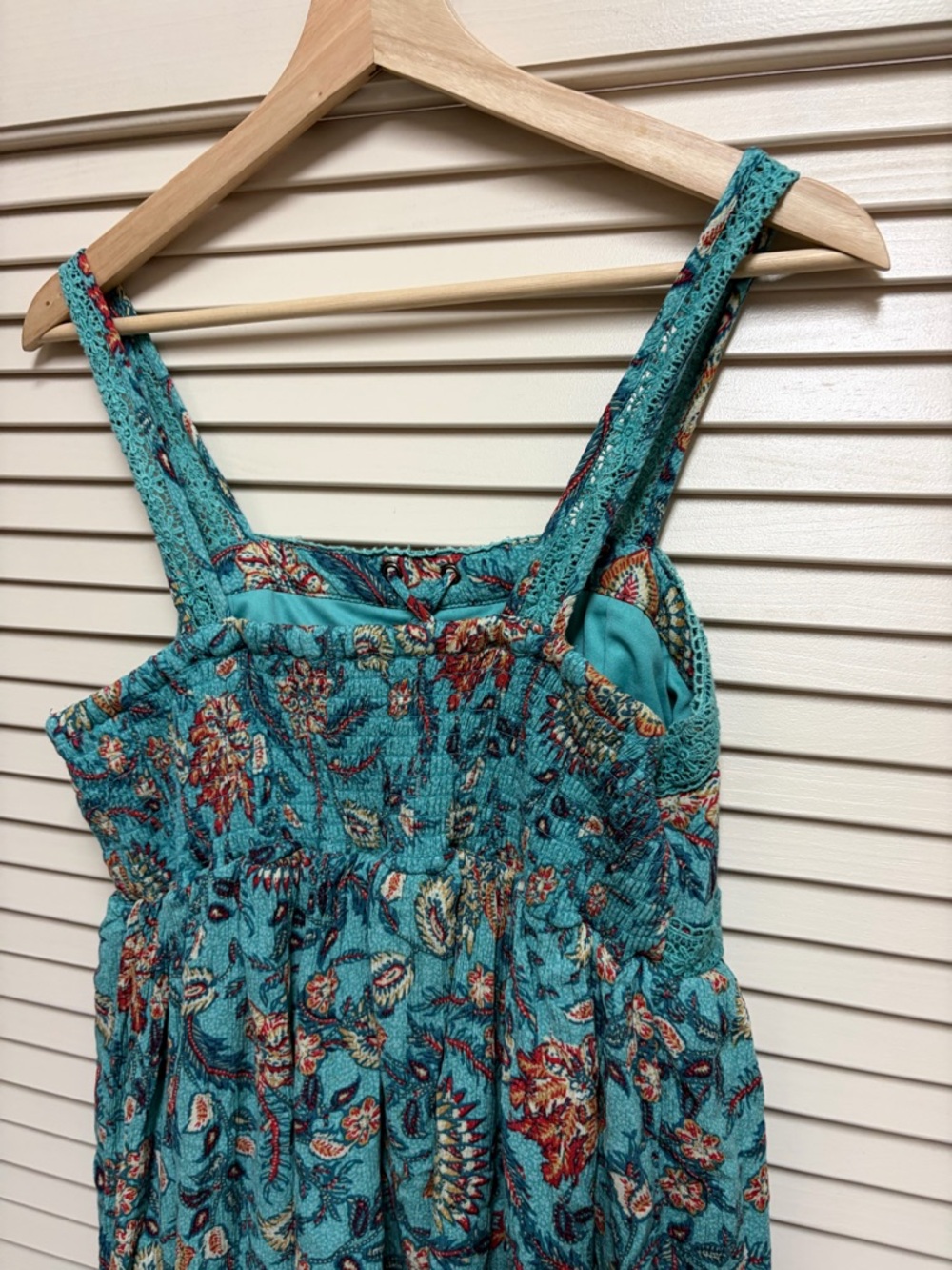 Maurices Boho Floral Sundress Womens Small Blue Paisley Lace Trim Festival Dress - Picture 10 of 16